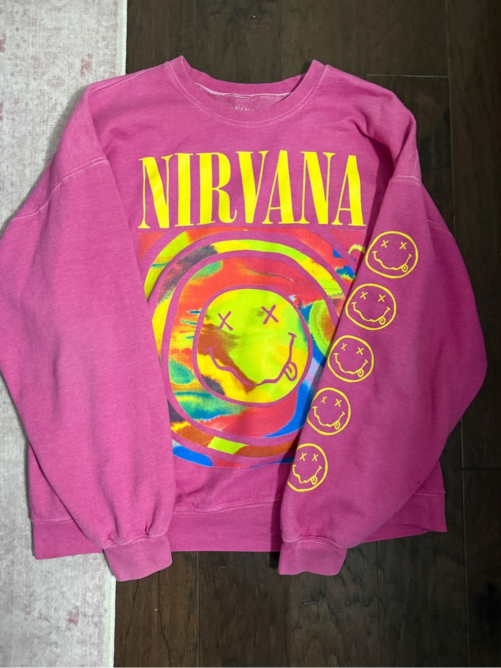 Urban Outfitters Nirvana Pink Graphic Crewneck Sweatshirt size S/M